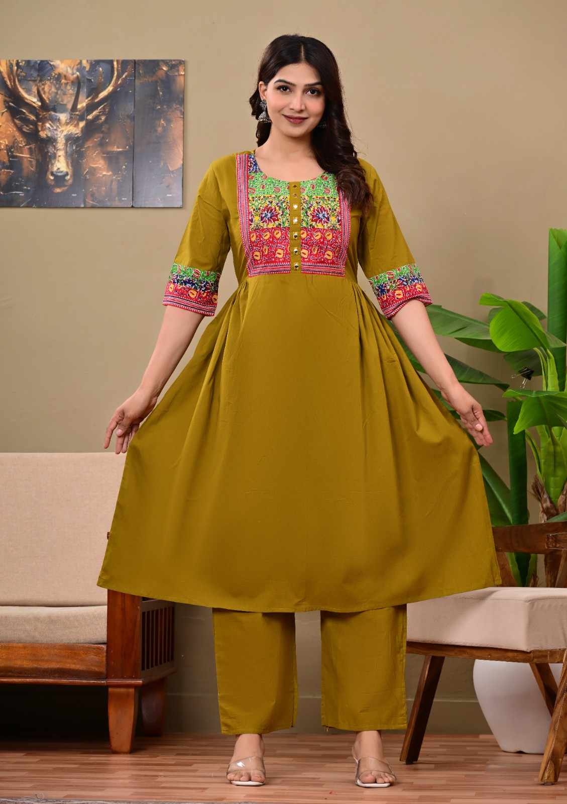 Women Cotton Kurta Pant Set